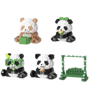 Модель серии DIY Lovely Panda, собранный микроблок, комбинация мини-кирпичных фигурок Fubao Qizai Panda, Игрушки для детей в подарок