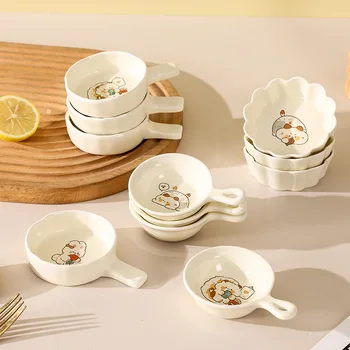 Керамическая тарелка для десертного соуса Посуда в японском стиле Милый креативный Мультяшный рисунок Lucky Cat В форме капли воды Фруктовые тарелки для суши