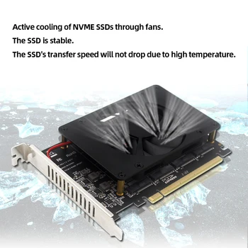 4-дисковый PCIe 4.0 X16 Переключается на 4 порта M.2 Карта адаптера PCIEX16 NVME M.2 MKEY SSD Адаптер расширения RAID 4 X 32 Гбит/с
