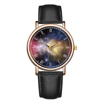 Женские кварцевые часы Fahion из кожи Звездного неба Водонепроницаемые наручные часы Темперамент Женские часы