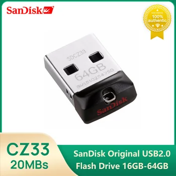 SanDisk CZ33 CZ430 USB2.0 Мини-Крошечный Флэш-Накопитель 16 ГБ 32 ГБ 64 ГБ Флеш-Накопитель Memory Stick 20 МБ/с. U-Диск Для Ноутбука, Планшета, Телевизора, Автомобильного ПК