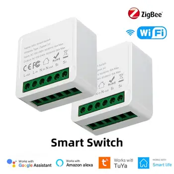 10/16 A Zigbee/WIFI Tuya Smart Switch Mini Smart Life 2-полосный Модуль Управления Переключателем Таймера 1/2/3/4 Банды Для Alexa Google Home