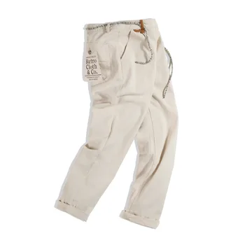 Повседневные брюки Amekaji из хлопчатобумажной ткани в американском винтажном стиле, мужские свободные прямые брюки, дизайнерские незаменимые брюки, уличная одежда