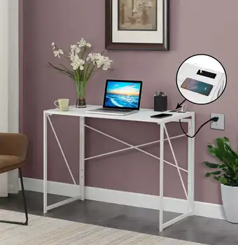 Складной стол Convenience Concepts Xtra с зарядной станцией, белый