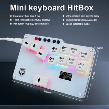 Мини-карманный Hitbox GP2040 Fightstick с игровой клавиатурой Fightstick с переключателем RGB Cherry для PS3 PS4 MisterFPGA Steam