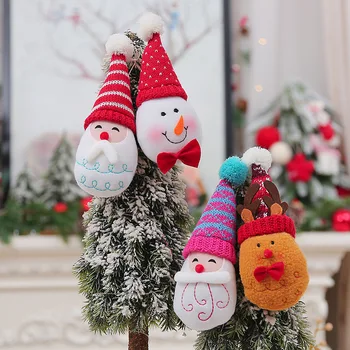 Рождественские мультяшные вязаные куклы Подвесной кулон Санта Клаус Снеговик Кукла Лося Веселая Рождественская елка Декор для дома Рождественские украшения