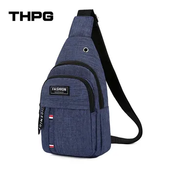 Мужская нагрудная сумка THPG с отверстием для Usb-зарядки наушников, повседневная поясная сумка для альпинизма, крутая водонепроницаемая сумка из ткани Оксфорд через плечо
