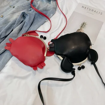 Милая женская маленькая сумка через плечо из искусственной кожи в форме красного краба, женская сумка-клатч с клапаном