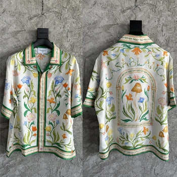 Мужская рубашка с 3D-печатью Casablanca с цветами, мужские и женские повседневные шелковые рубашки в летнем стиле Hawaii Beach Casa Blanca