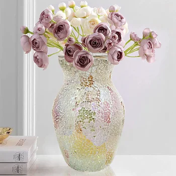 Стеклянная ваза с европейской фантазийной богемской мозаикой, декоративное украшение для столовой, кабинета и прихожей
