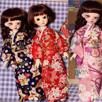 H02-037 детская игрушка ручной работы BJD/SD кукольная одежда 1/6 30 см красное черное цветочное кимоно халат 1шт