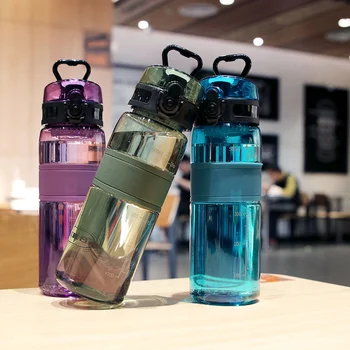 Спортивные бутылки для воды, Герметичный Портативный шейкер для спортзала, защищенный от падений, походный чайник, Пластиковая бутылка для воды для напитков, не содержащая BPA