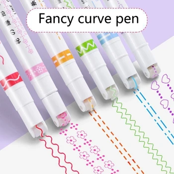 6 Штук цветных изогнутых ручек с роликовым наконечником для изготовления открыток для скрапбукинга