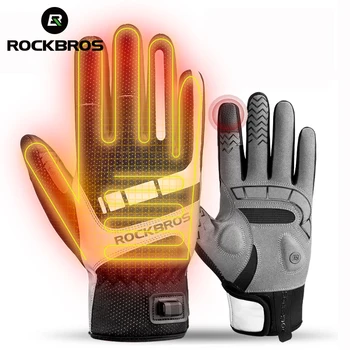 Rockbros оптом Зимние Перчатки с подогревом USB Электрические Лыжные Перчатки для сноуборда Велосипедные перчатки с сенсорным экраном на полный палец Теплые S173-1