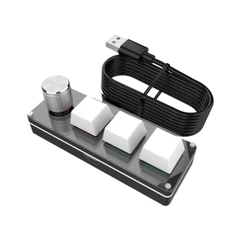 Трехклавишная USB-проводная мини-клавиатура с ручкой, механическая клавиатура, быстрый офисный регулятор громкости, клавиатура для портативного компьютера, белая
