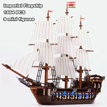 1664 ШТ Флагманская модель корабля Pirates Imperial Строительные блоки Кирпичи Детские игрушки на День рождения Рождественские подарки Совместимость 10210 22001