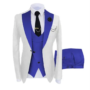 Индивидуальный мужской костюм С вырезами на лацканах, смокинги для жениха, куртка, блейзеры, костюм на Хэллоуин, элегантный Роскошный мужской костюм для свадьбы 5117