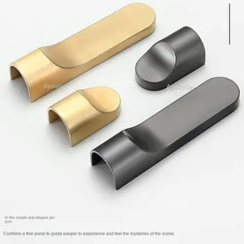Ручка для большого пальца Дверная ручка шкафа для ванной комнаты Ручка ящика Современный простой креативный золотисто-серый