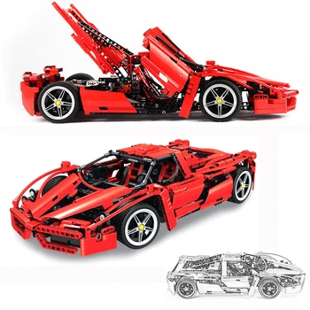 Высокоскоростной Гонщик Спортивный Ferrari Enzo Vehical Строительные Блоки Высокотехнологичный MOC Механический Автомобиль Автомобиль Кирпичи Набор Детских Игрушек Подарки