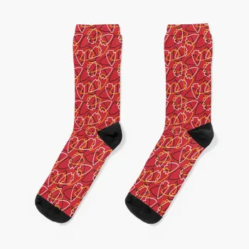 Рисунок наконечника стрелы Chiefs на красных носках, мультяшные носки, компрессионные носки для женщин