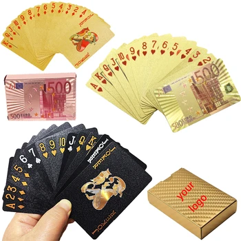 подарок Шэньчжэнь Производитель Оптовая Продажа Пользовательские Пластиковые карты для игры в покер из ПВХ пользовательский логотип евро доллар золото черный Цвет красный синий
