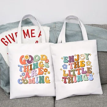 Уникальные и стильные холщовые сумки для покупок с забавными буквенными рисунками для девочек