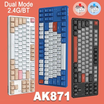 AK871 Игровая Механическая Клавиатура С Возможностью Горячей Замены 87 Клавиш Bluetooth 2,4 ГГц Беспроводная Клавиатура Эргономичные Клавиатуры для Офисных ПК Gamer