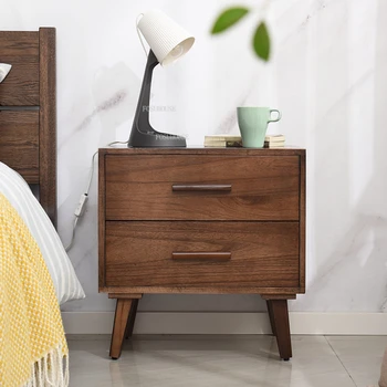 Прикроватный столик Smart из массива дерева, прикроватные тумбочки Nordic с беспроводной зарядкой, мебель для спальни, ретро-стол De Chevet Товары для дома