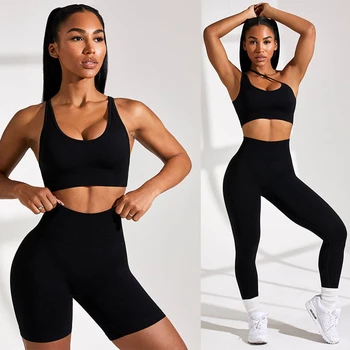 Высококачественный женский тренировочный набор для бега, йоги, 2 предмета, спортивный костюм с высокой талией, быстросохнущий набор для фитнеса