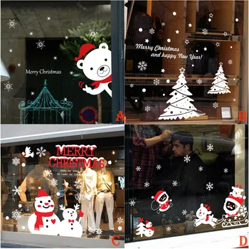 Рождественская наклейка на стену в виде снежинки и пингвина, Статическая паста, Стеклянная паста, Оконная паста, двусторонняя визуальная декоративная наклейка на стену