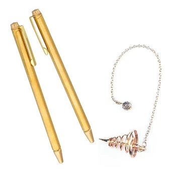 Жезлы для гадания из меди и биолокационный маятник из золотой меди с медной ручкой из 3 частей