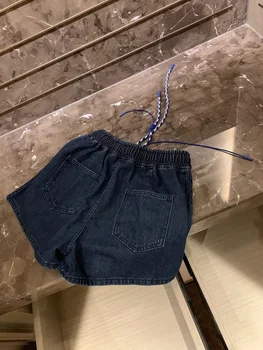 Новые повседневные летние джинсовые шорты с тиснением на шнурке