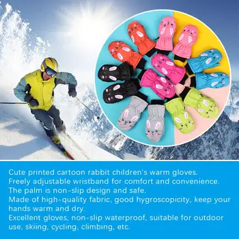 Дети 0-5 лет, мальчики и девочки, Ветрозащитные нескользящие толстые теплые водонепроницаемые спортивные варежки, детские лыжные перчатки