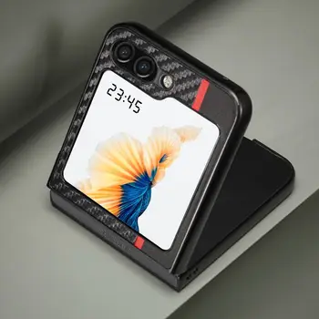 Чехол для Samsung Galaxy Z Flip 5 Case С Рисунком из Углеродного Волокна Кожаный Противоударный Чехол для Samsung Z Flip 3 4 5 5G ZFlip Cover