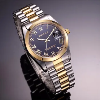 Мода 2023 года, Реджинальд, Топовый бренд, роскошные мужские кварцевые часы, полностью золотые, полностью из нержавеющей стали, водонепроницаемые, деловые Часы для дома
