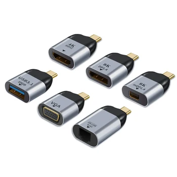 Конвертер разъемов HD Video USB Type C для мужчин и женщин, адаптер для мобильного телефона и ноутбука