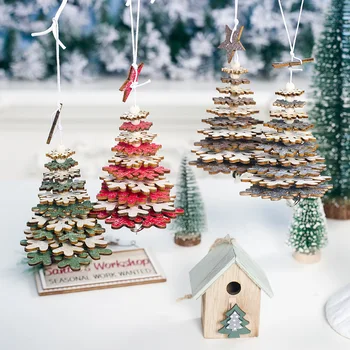 Новогоднее украшение Рождественский Деревянный Подвесной кулон Рождественское украшение для дома 3D Подарки на Рождественскую елку Navidad Natal Новогодний декор