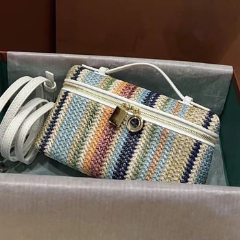 Женская сумка Loro Элегантного красочного плетения Luch Box Bag Модного бренда Crossbag из натуральной кожи 2023 года, новая Роскошная сумка через плечо для женщин