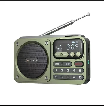 Небольшие портативные Коротковолновые Радиостанции + Динамик Bluetooth, Поддержка SD, TF, , Двойной Динамик, Светодиодный экран, Цифровая печать, Синий / Зеленый