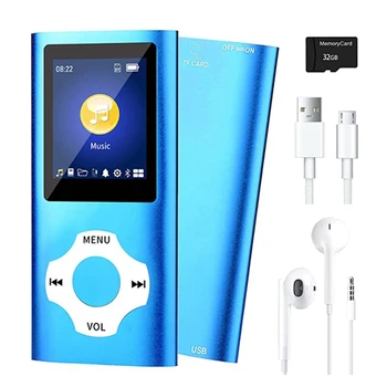 Музыкальный MP3-плеер с Bluetooth 5.0, портативный музыкальный проигрыватель Hifi для просмотра видео/фотографий для детей (синий)