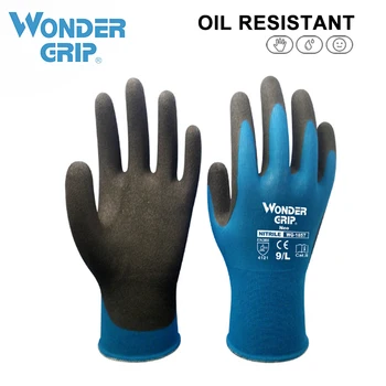 Рабочие перчатки Wonder Grip из нейлона и спандекса, обернутые пеной С нитриловым покрытием, противоскользящие рабочие перчатки 18 калибра