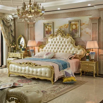 Скандинавская современная кровать для спальни King Size, двуспальная кровать с мягкой обивкой класса люкс из натуральной кожи Letto Matrimoniale Мебель для дома