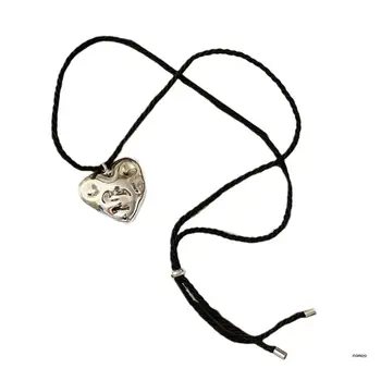 Плиссированное ожерелье с сердечком, Преувеличенное колье с неправильной формой ключицы, колье Y2K