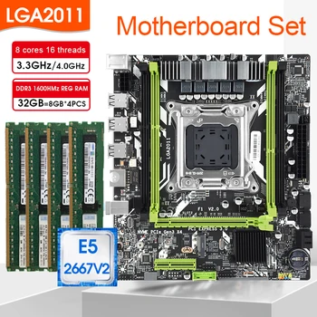 Материнская плата JINGSHA X79F1 2.0 LGA 2011 XEON X79 с процессором Intel E5 2667 v2 и комбинированным комплектом памяти 4 * 8G DDR3 1600 МГц БЕЗ ECC