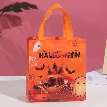 12 упаковок сумок с ручками для подарков, сумок для вечеринок, сумок с рисунком тыквы-летучей мыши-ведьмы для украшения вечеринки на Хэллоуин