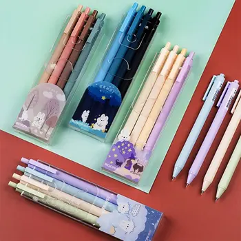4 цвета/набор Гелевая ручка с нажимным типом, высококачественная Быстросохнущая Ручка с нейтральными чернилами 0,5 мм, Канцелярский инструмент для письма, Подарок студентам