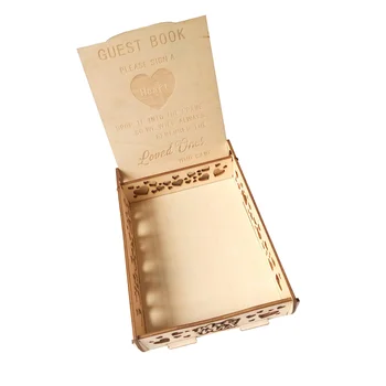Деревянная гостевая книга в стиле ретро, деревянная коробка для свадебных подписей, коробка для хранения деревянных деталей в форме сердца
