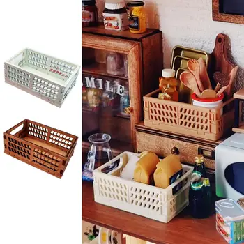 Миниатюрный кухонный ящик для хранения овощей, мини-деревянная корзина, милый аксессуар для кукольного домика, мебель для улучшенных миниатюрных сцен