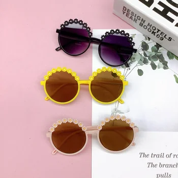 солнцезащитные очки Модные детские, новый стиль, круглая рамка, наклейка, милые детские солнцезащитные очки, детские милые анти-ультрафиолетовые детские