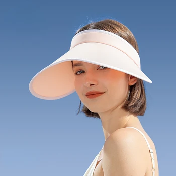 Летняя женская солнцезащитная шляпа, устойчивая к ультрафиолетовому излучению, Дышащие Пустые верхние колпачки, Быстросохнущие с резинкой от пота, Пляжная кепка, Регулируемый размер